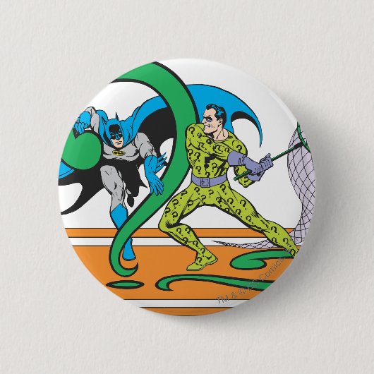 Batman Fights Riddler Ronde Button 5,7 Cm (Voorkant)