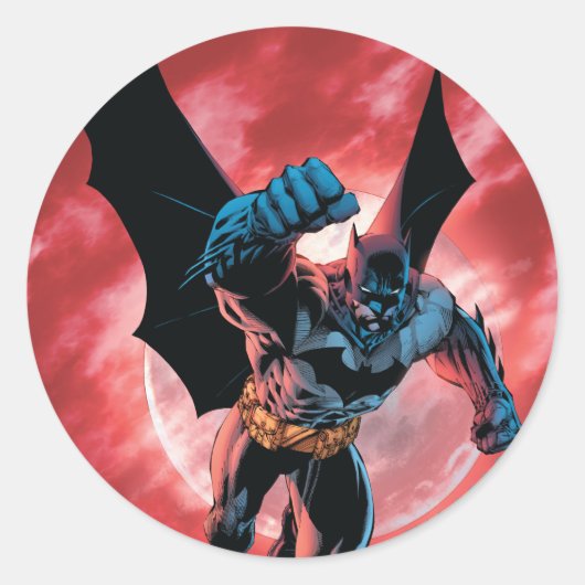 Batman Firey Sky Ronde Sticker (Voorkant)
