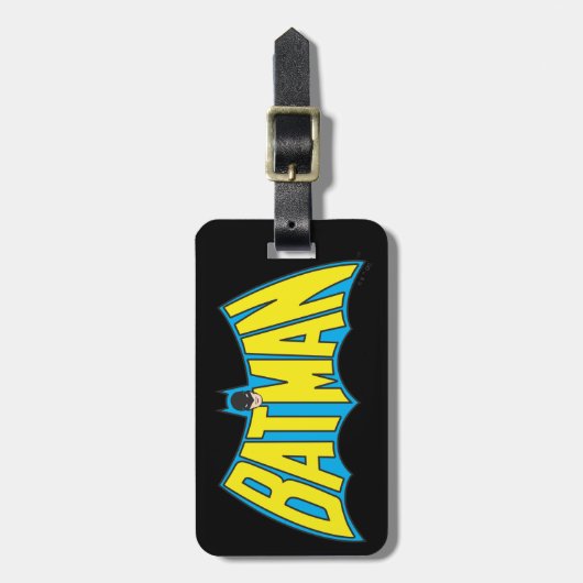 Batman |  Geel Blauwe Logo Bagagelabel (Voorkant verticaal)