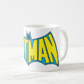 Batman |  Geel Blauwe Logo Koffiemok (Voorkant rechts)