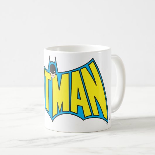 Batman |  Geel Blauwe Logo Koffiemok (Voorkant rechts)