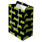 Batman |  Geel Blauwe Logo Medium Cadeauzakje (Voorkant Gekanteld)