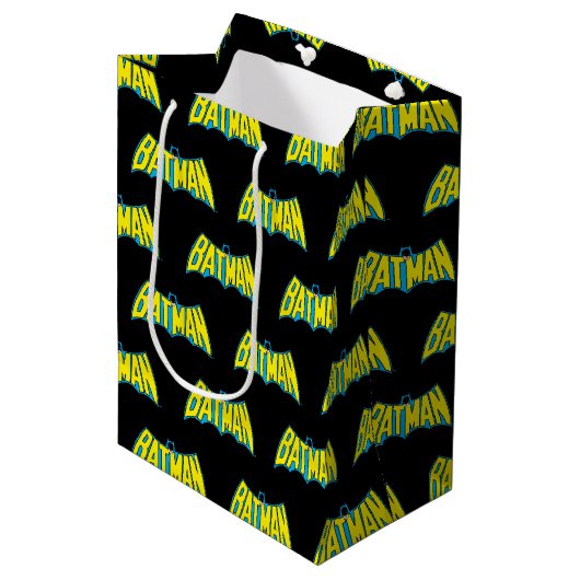 Batman | Geel Blauwe Logo Medium Cadeauzakje (Voorkant Gekanteld)