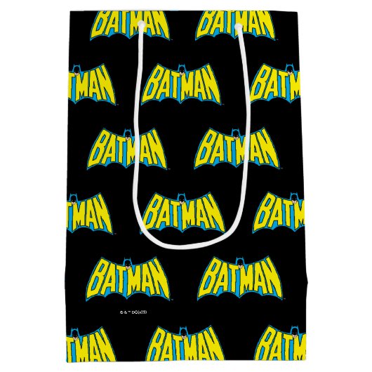 Batman |  Geel Blauwe Logo Medium Cadeauzakje (Achterkant)