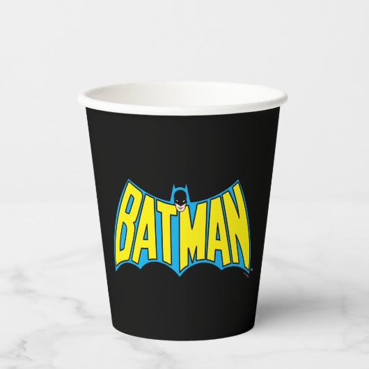 Batman |  Geel Blauwe Logo Papieren Bekers (Voorkant)