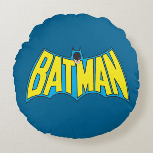 Batman    Geel Blauwe Logo Rond Kussen