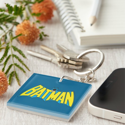 Batman |  Geel Blauwe Logo Sleutelhanger (Voorkant Rechts)