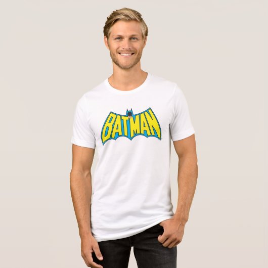Batman |  Geel Blauwe Logo Tri-Blend Shirt (Voorkant volledig)