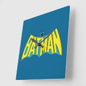 Batman |  Geel Blauwe Logo Vierkante Klok (Hoek)