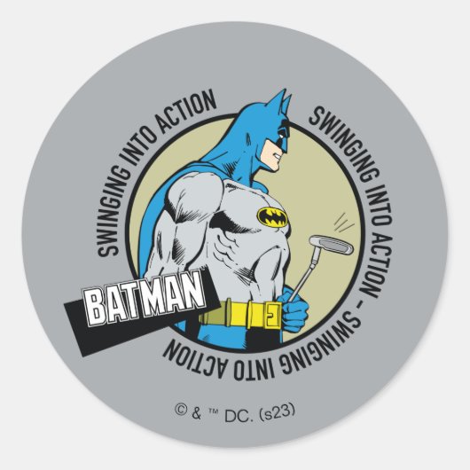 Batman Golfing - Ingrijpen Ronde Sticker (Voorkant)