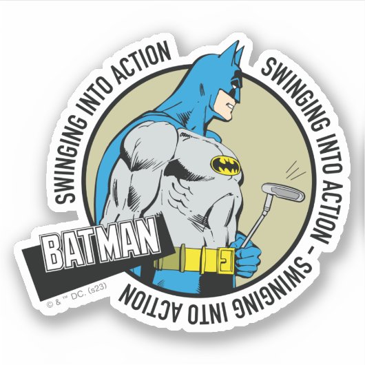Batman Golfing - Ingrijpen Sticker (Voorkant)