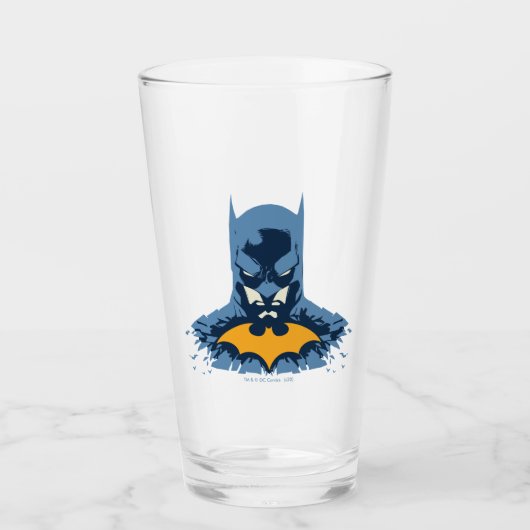 Batman gooide de buis door met gouden Logo Glas (Voorkant)