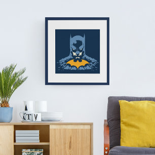 Batman gooide de buis door met gouden Logo Poster