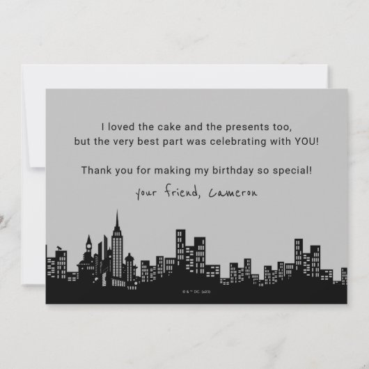 Batman Gotham City | Geboortdag Dank u wel Bedankkaart (Achterkant)