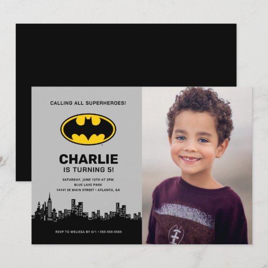Batman - Gotham City | Jongens Birthday - Foto Kaart (Voorkant / Achterkant)