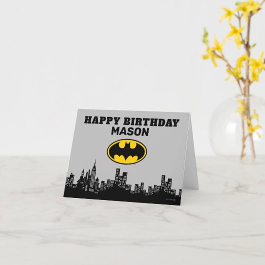 Batman Gotham City | Kinder gelukkige verjaardag Kaart (Gele Bloem)