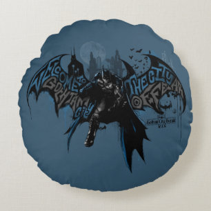 Batman Gotham City Paint Drip Graphic Rond Kussen