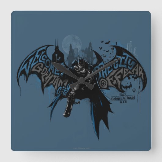 Batman Gotham City Paint Drip Graphic Vierkante Klok (Voorkant)