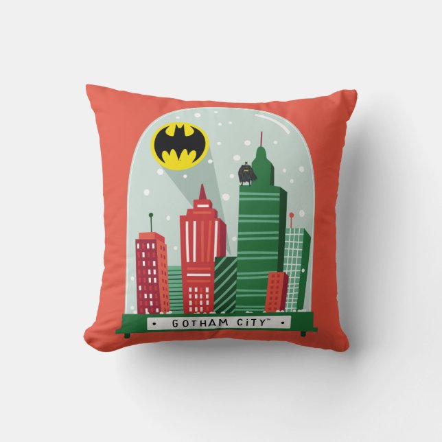 Batman Gotham City™ SneeuwWereldbol Grafisch Kussen (Voorkant)