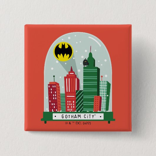Batman Gotham City™ SneeuwWereldbol Grafisch Vierkante Button 5,1 Cm (Voorkant)