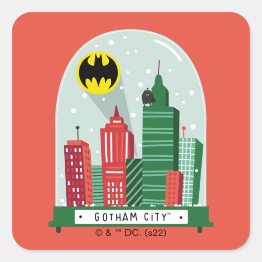 Batman Gotham City™ SneeuwWereldbol Grafisch Vierkante Sticker (Voorkant)