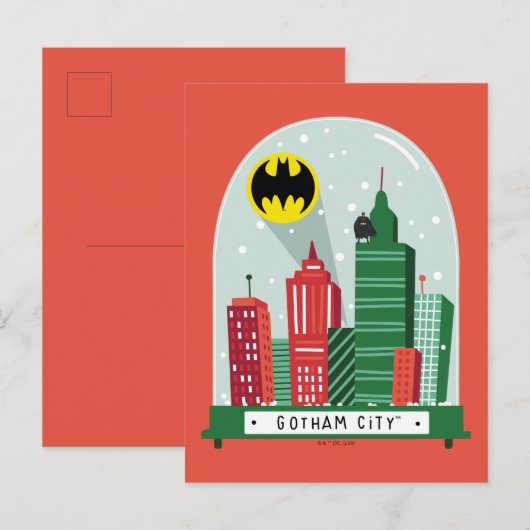 Batman Gotham City™ Snow Globe Graphic Feestdagenkaart (Voorkant / Achterkant)