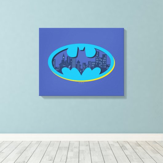 Batman | Gotham City Symbool Canvas Afdruk (Insitu (Houten vloer))