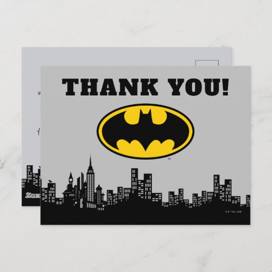 Batman Gotham City Verjaardag Dank u kaart (Voorkant / Achterkant)