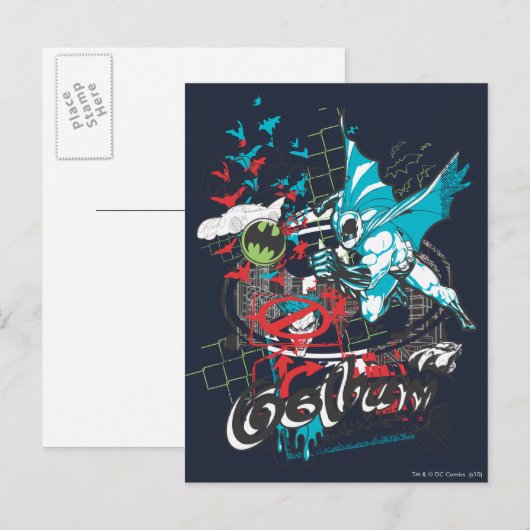 Batman Gotham Guardian Lineart Collage Briefkaart (Voorkant / Achterkant)