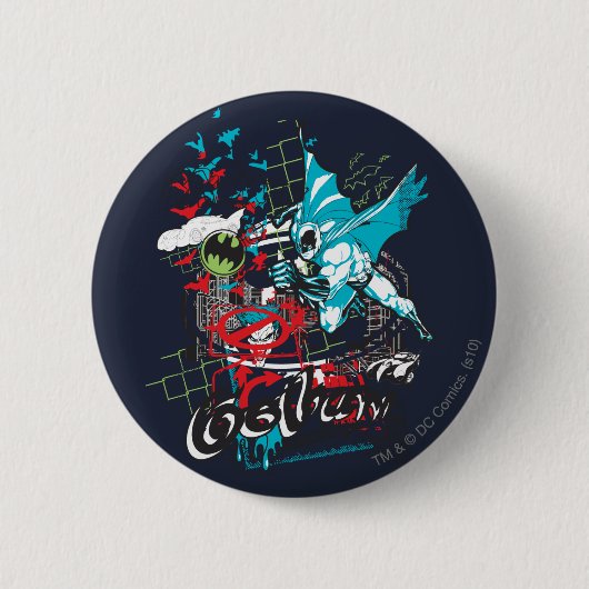 Batman Gotham Guardian Lineart Collage Ronde Button 5,7 Cm (Voorkant)