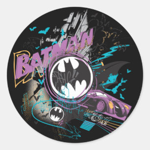Batman Gotham Skyline Sketch Ronde Sticker