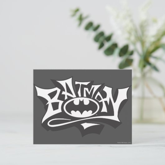 Batman | Graffiti Name Logo Briefkaart (Staand voorkant)
