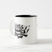 Batman | Graffiti Name Logo Tweekleurige Koffiemok (Voorkant links)
