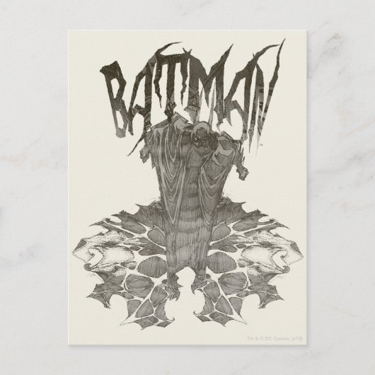 Batman | Grafisch Novel Pencil Schets Beige Logo Briefkaart (Voorkant)