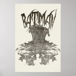 Batman   Grafisch Novel Pencil Schets Beige Logo Poster