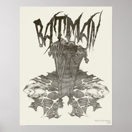 Batman | Grafisch Novel Pencil Schets Beige Logo Poster (Voorkant)