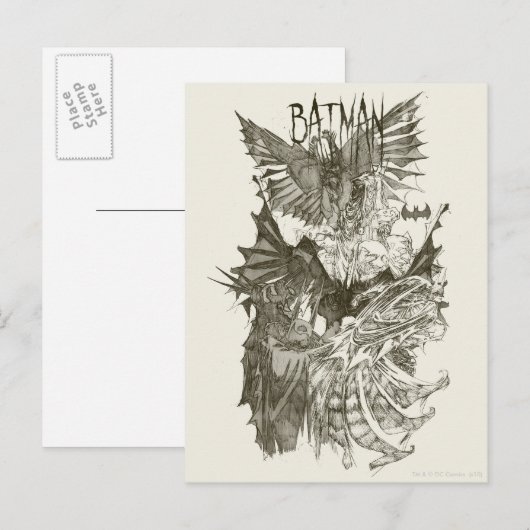 Batman Graphic Novel Pencil Schets Briefkaart (Voorkant / Achterkant)