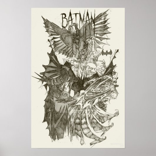 Batman Graphic Novel Pencil Schets Poster (Voorkant)