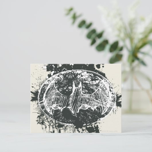 Batman Grunge Splatter Sketch Briefkaart (Staand voorkant)