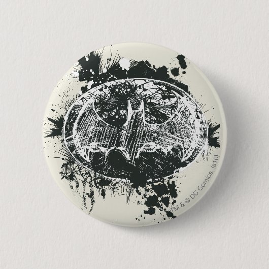 Batman Grunge Splatter Sketch Ronde Button 5,7 Cm (Voorkant)
