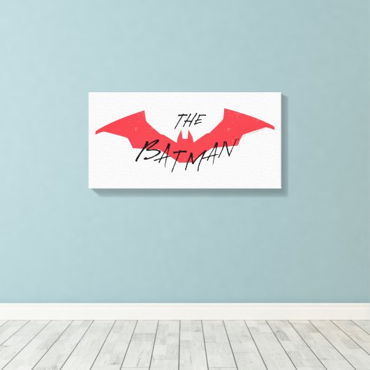 Batman Handwritten Bat Logo Canvas Afdruk (Insitu (Houten vloer))