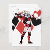 Batman | Harley Quinn Hearts & Diamonds Splatter Briefkaart (Voorkant / Achterkant)