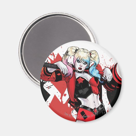 Batman | Harley Quinn Hearts & Diamonds Splatter Magneet (Voorkant / Achterkant)