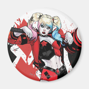 Batman Harley Quinn Hearts & Diamonds Splatter Magneet