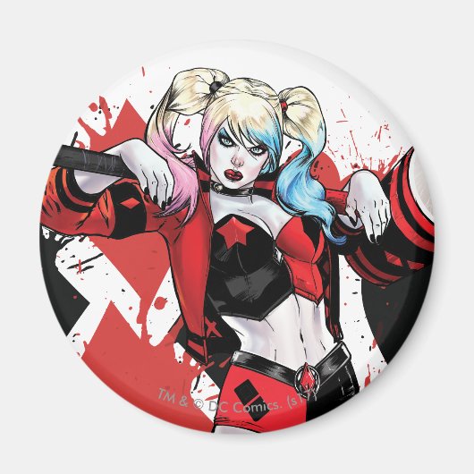 Batman | Harley Quinn Hearts & Diamonds Splatter Magneet (Voorkant)