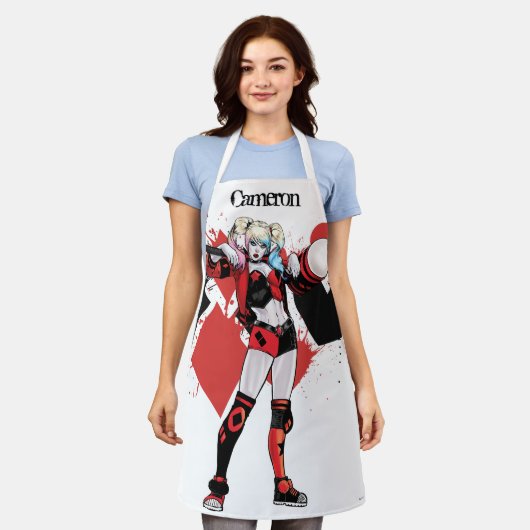 Batman | Harley Quinn Hearts & Diamonds Splatter Schort (Gedragen)