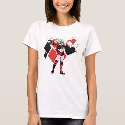 Batman | Harley Quinn Hearts & Diamonds Splatter T-shirt (Voorkant)