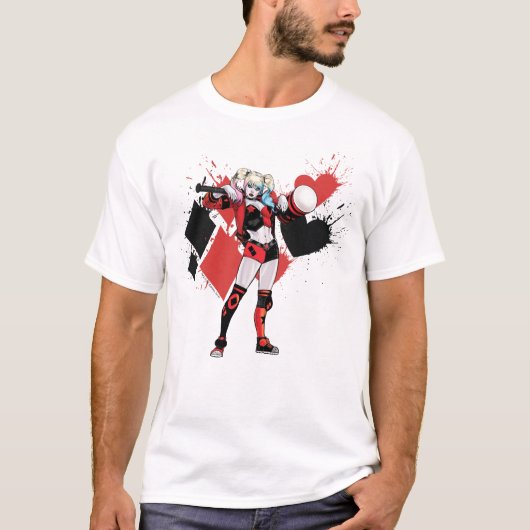 Batman | Harley Quinn Hearts & Diamonds Splatter T-shirt (Voorkant)