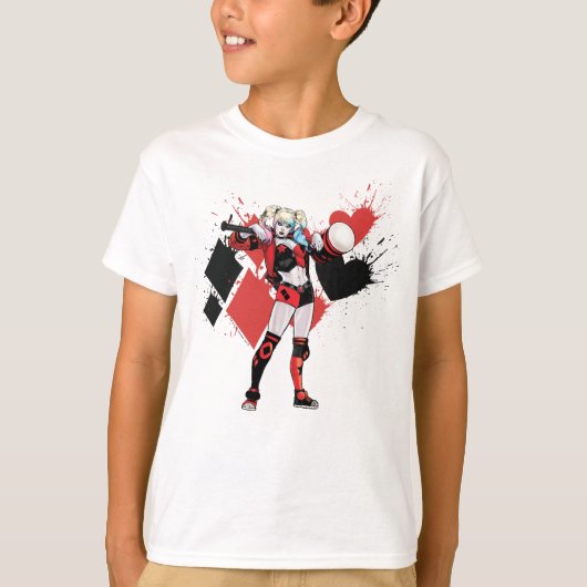 Batman | Harley Quinn Hearts & Diamonds Splatter T-shirt (Voorkant)