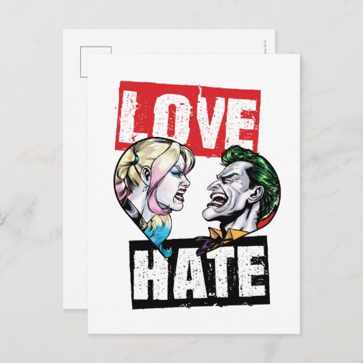 Batman | Harley Quinn & Joker Love/Hate Briefkaart (Voorkant / Achterkant)